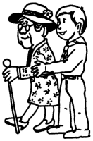 A coloring page of helping others